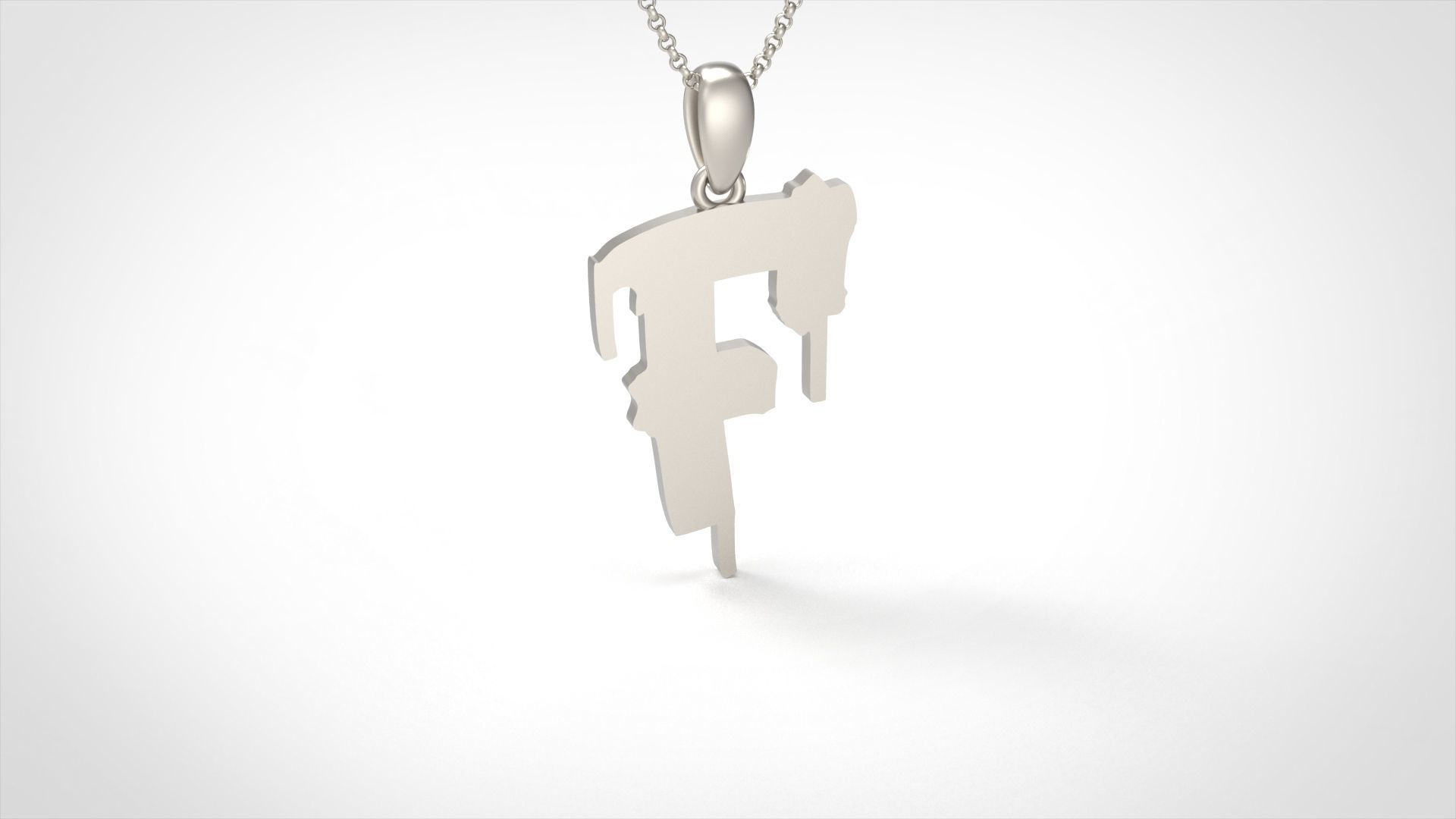 Model 1009 F Russelot Initial Letter Alphabet Pendant 3D print model_1