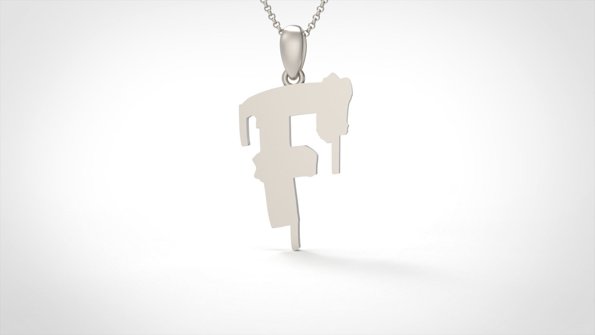 Model 1009 F Russelot Initial Letter Alphabet Pendant 3D print model_4