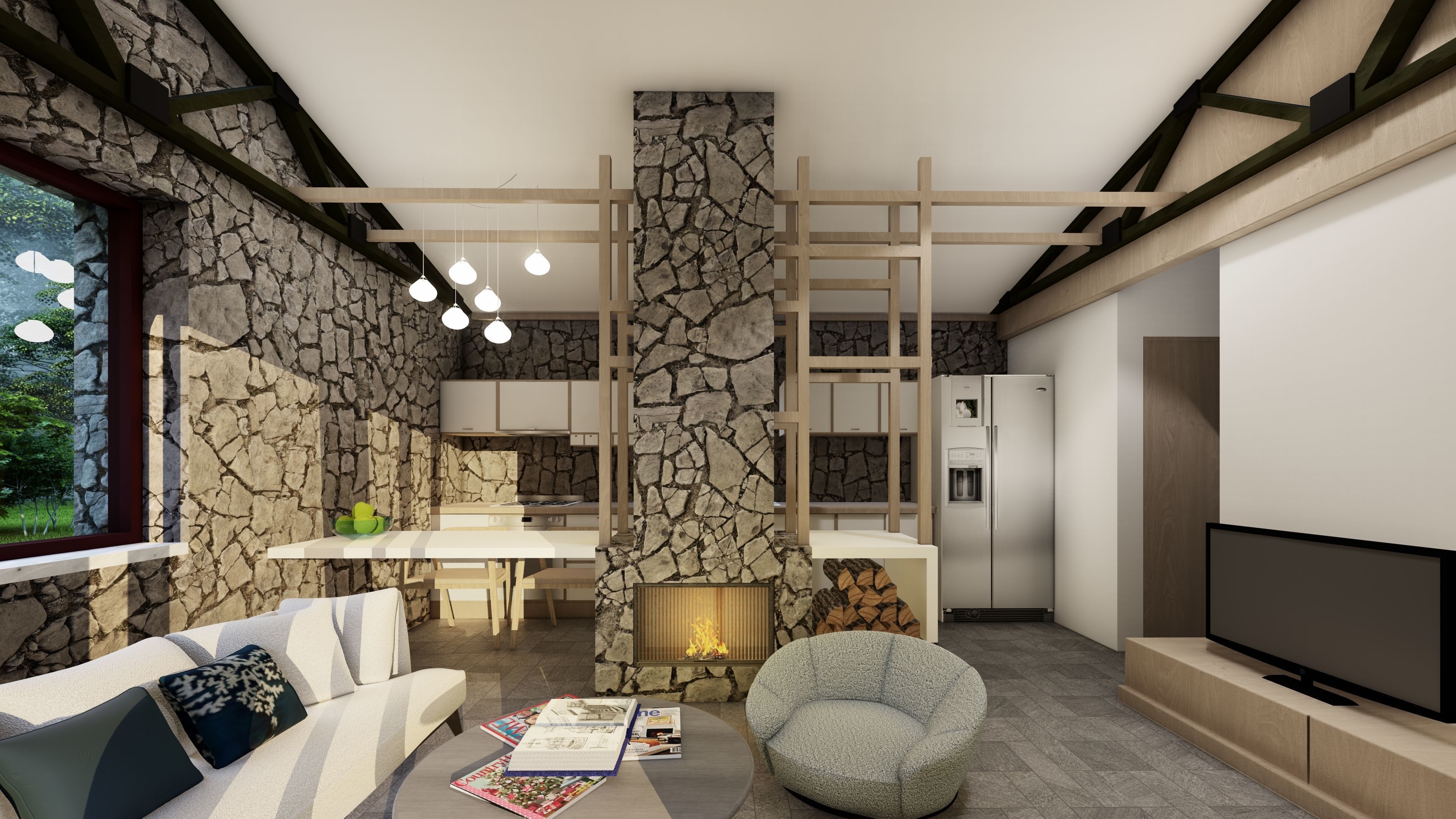 stone house interior 3D model_1