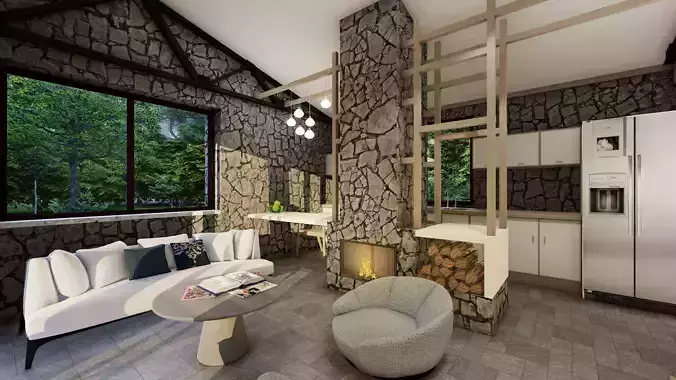 stone house interior