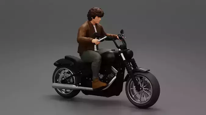 Young man riding a motorbike