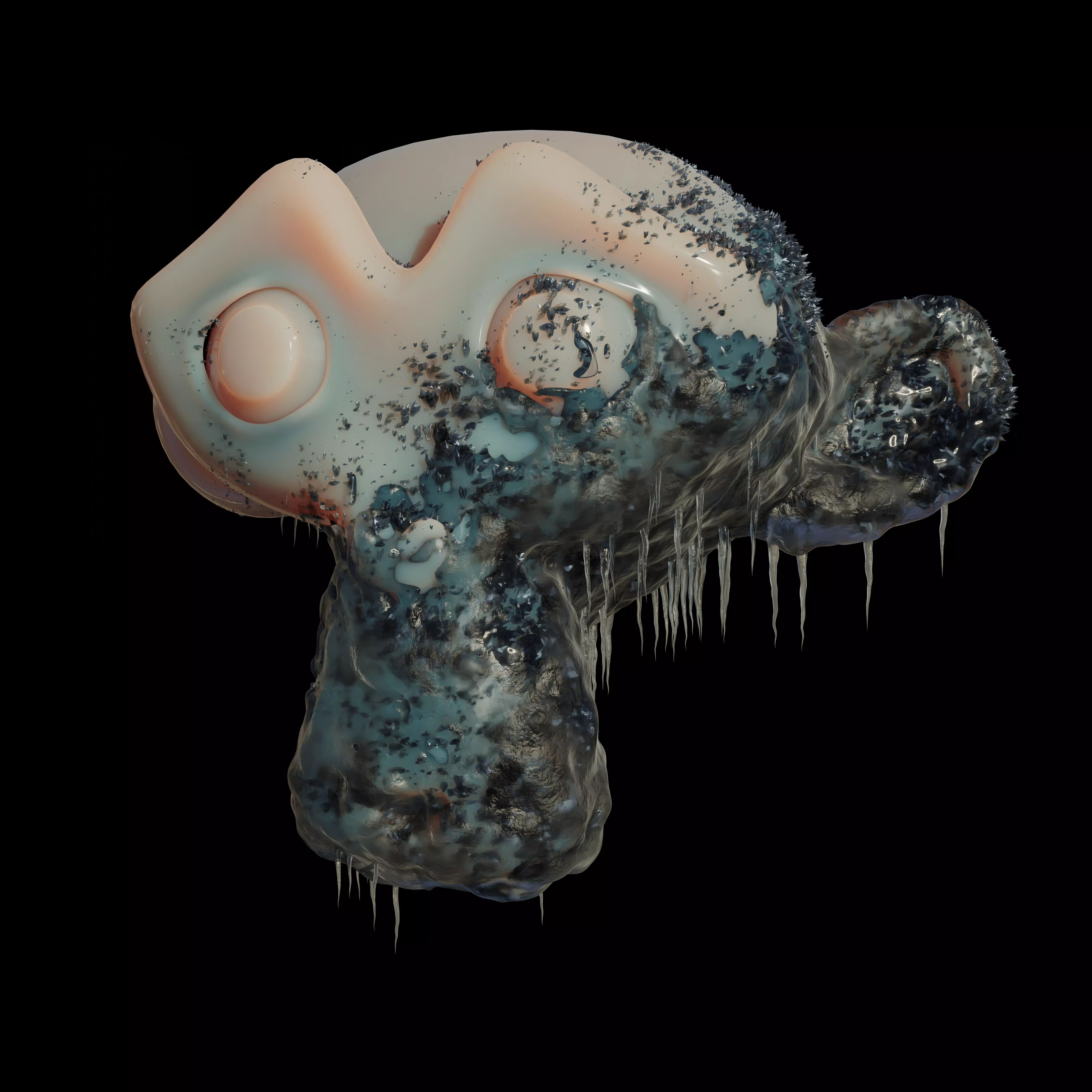 Freezing skull with icicles 3D model