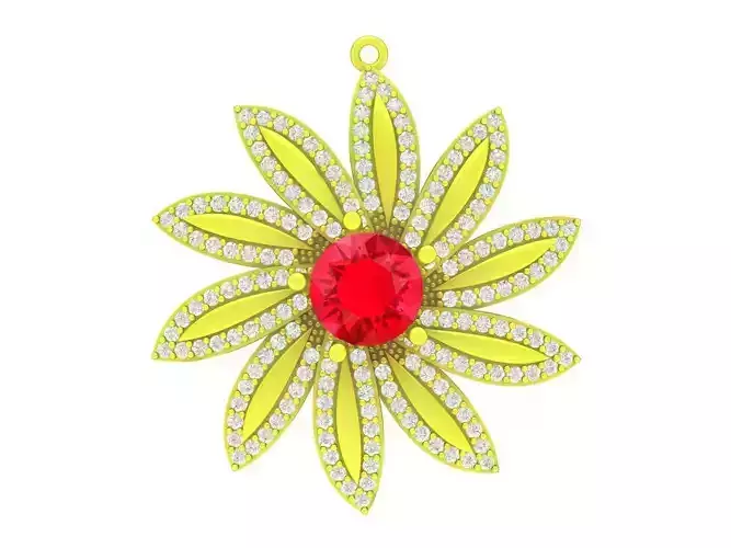 Diamond Flower Pendant 3D Print Model A4702