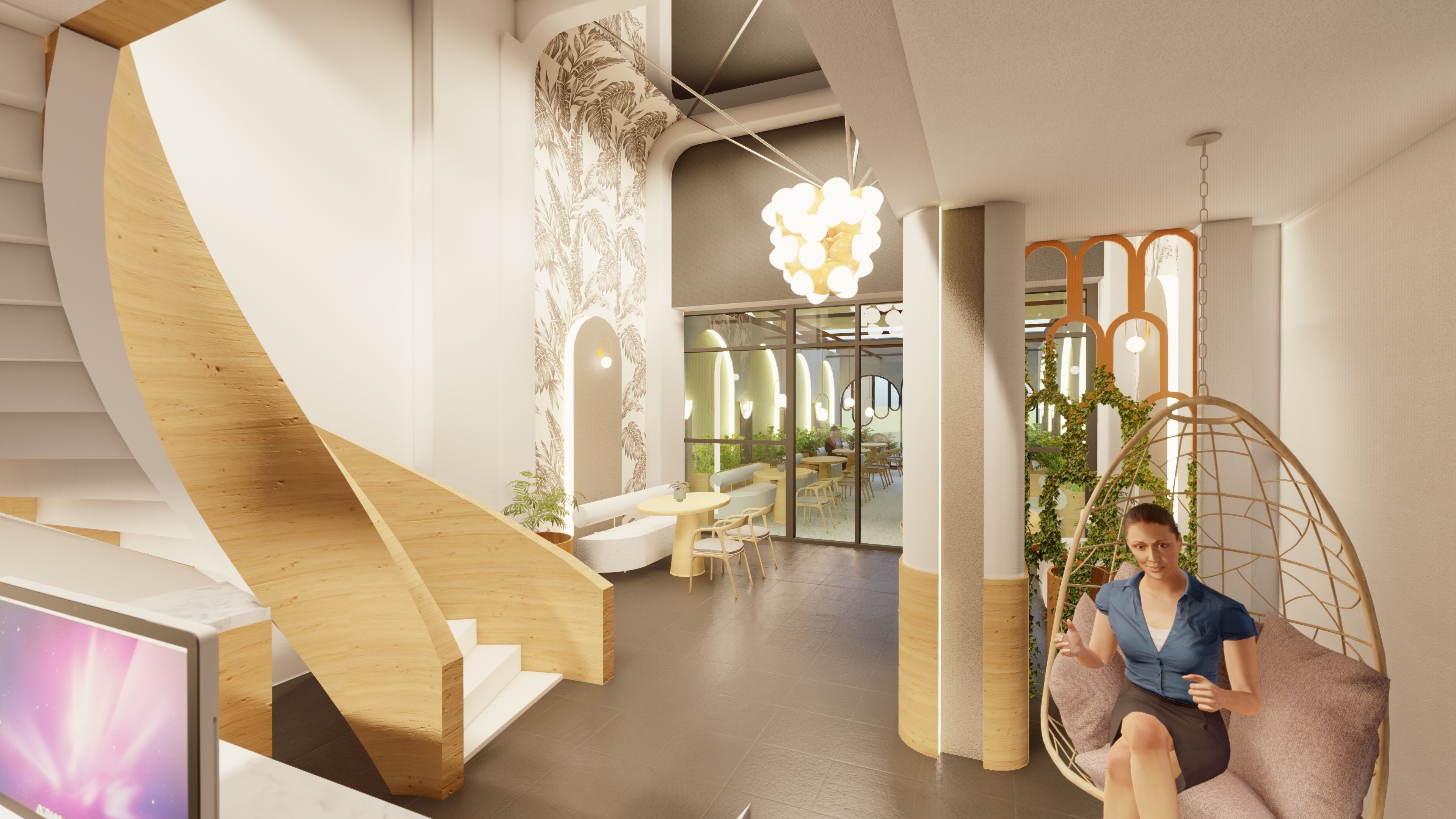 modern cafe design 3D model_2