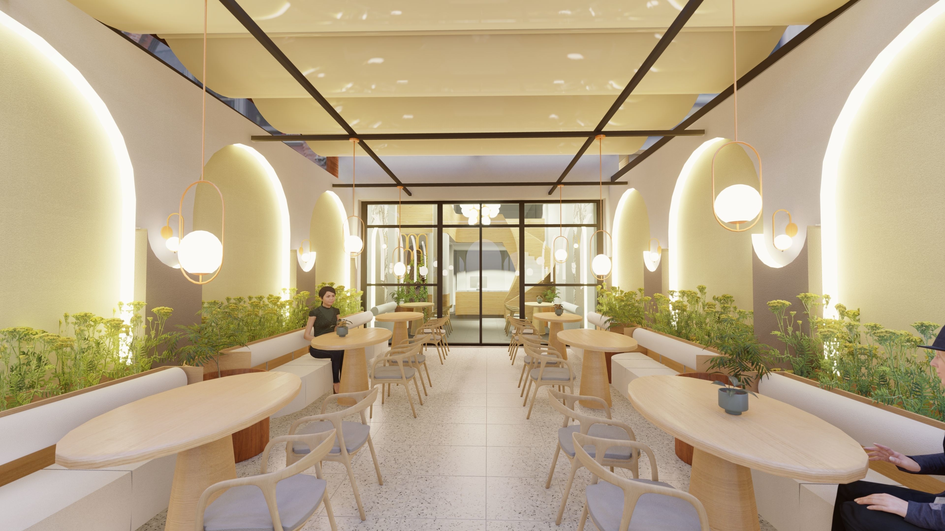 modern cafe design 3D model_1