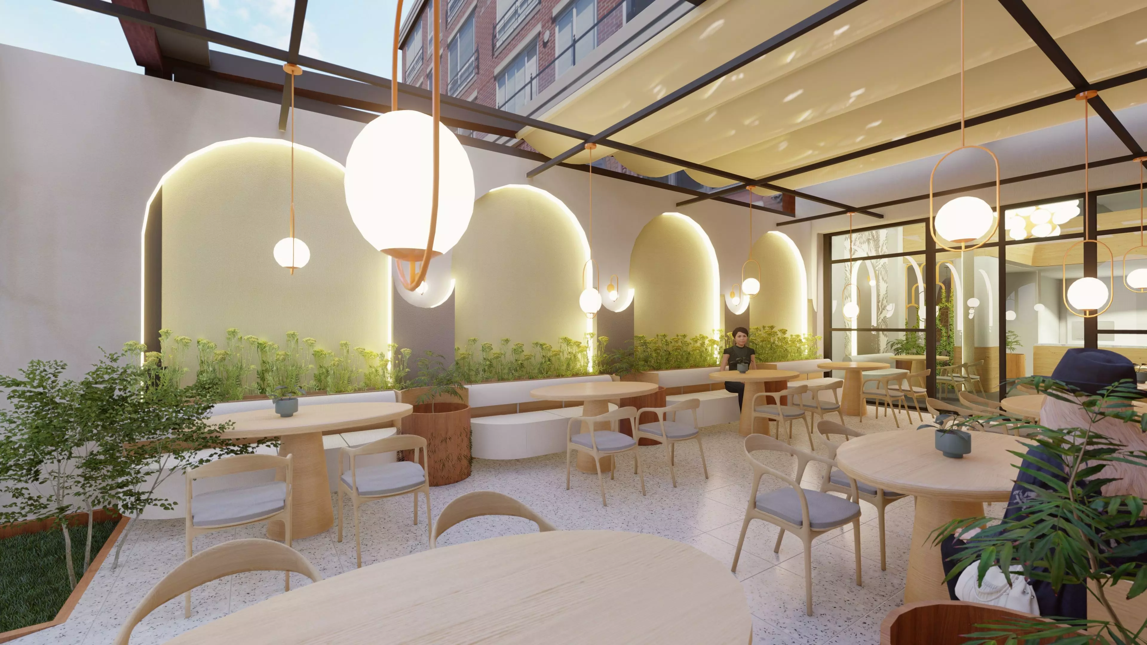 modern cafe design 3D model_0