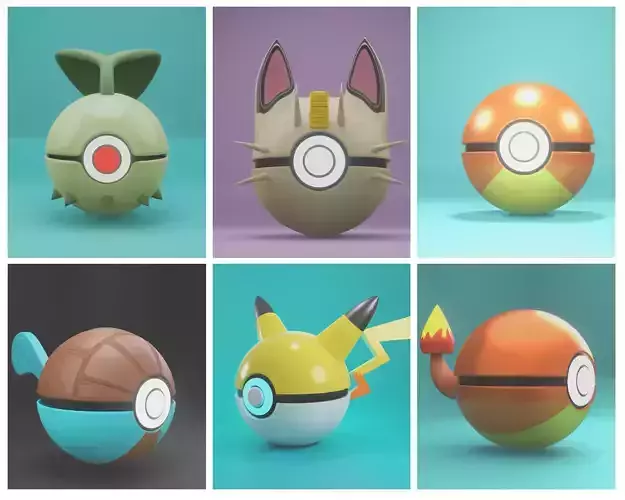 pokiball 3d model pack 3D Model Collection