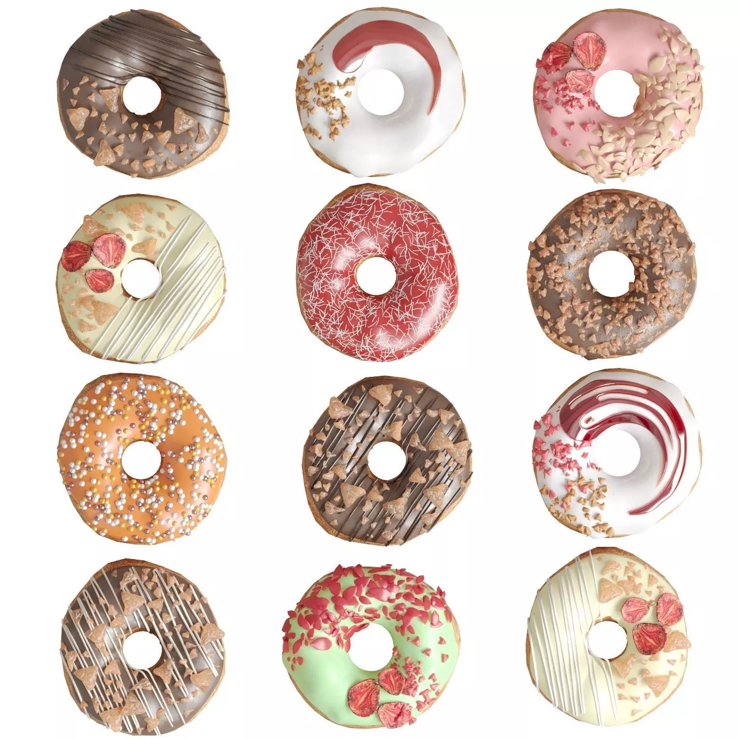 Donut set 2 group of donuts 3D model