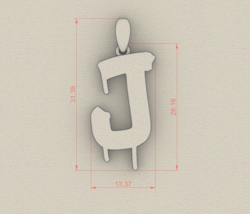Model 1013 J Russelot Initial Letter Alphabet Pendant 3D print model_5