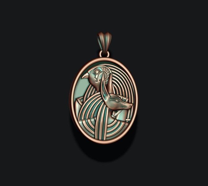 Horus Anubis pendant 3D print model_3