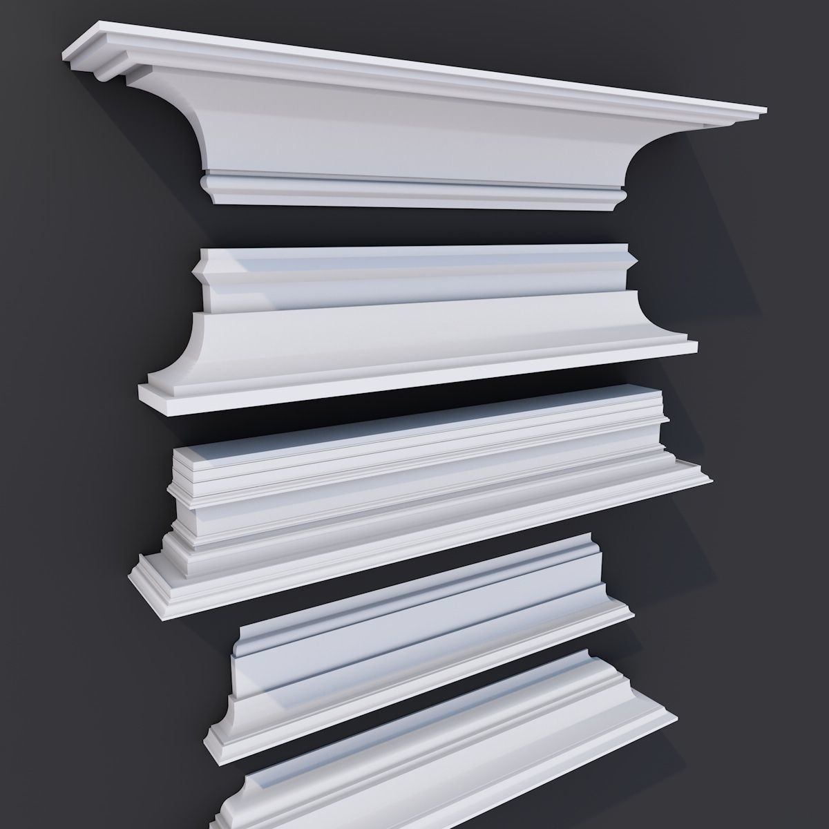 100 Sweep Ceiling Cornice for 3D Print 3D model_5