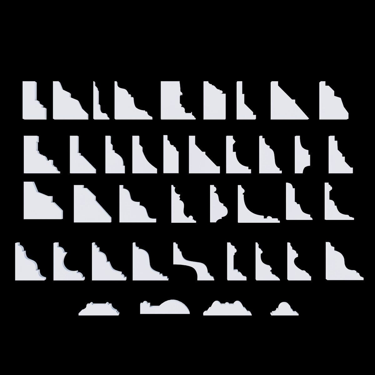 100 Sweep Ceiling Cornice for 3D Print 3D model_1