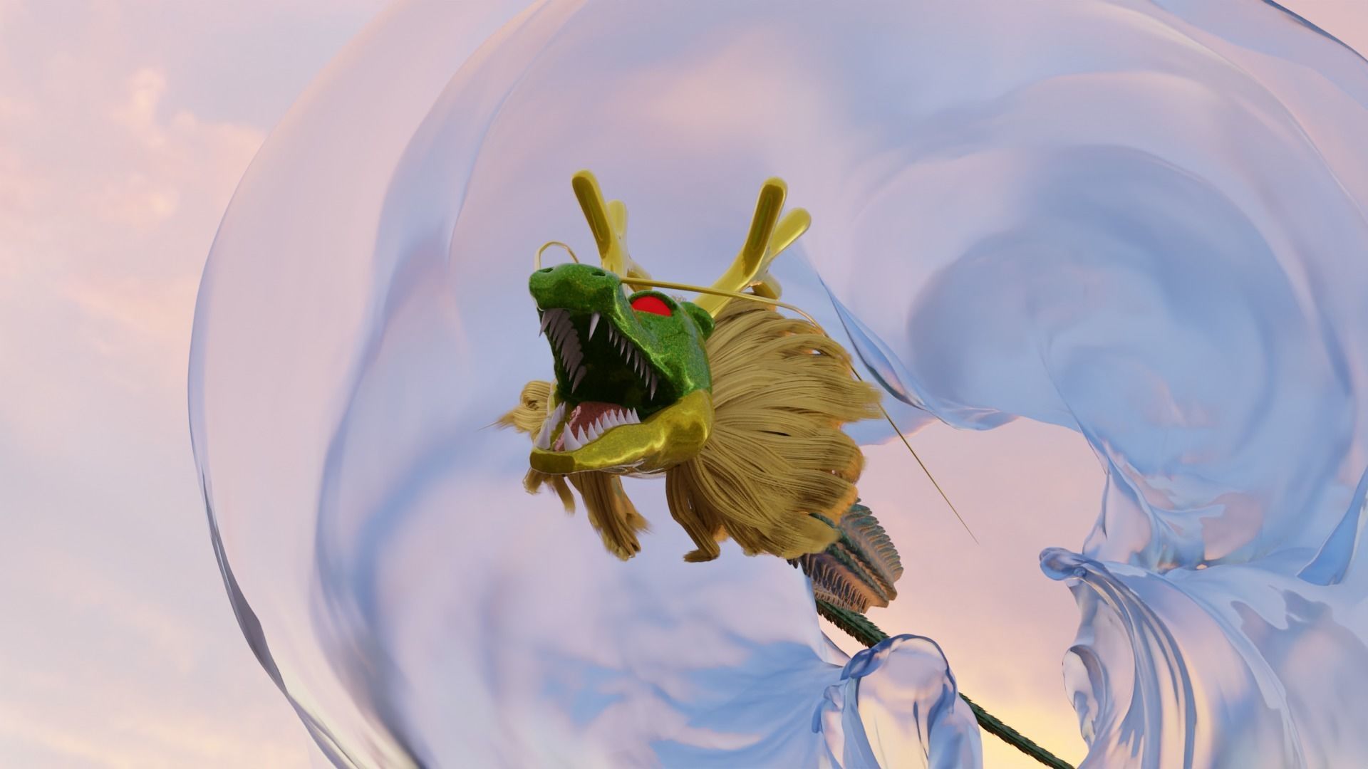 shenlong bubble in sky 3D model_2