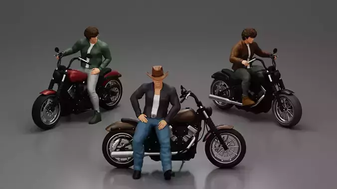 3 Models for Motobikers 3D Model Collection