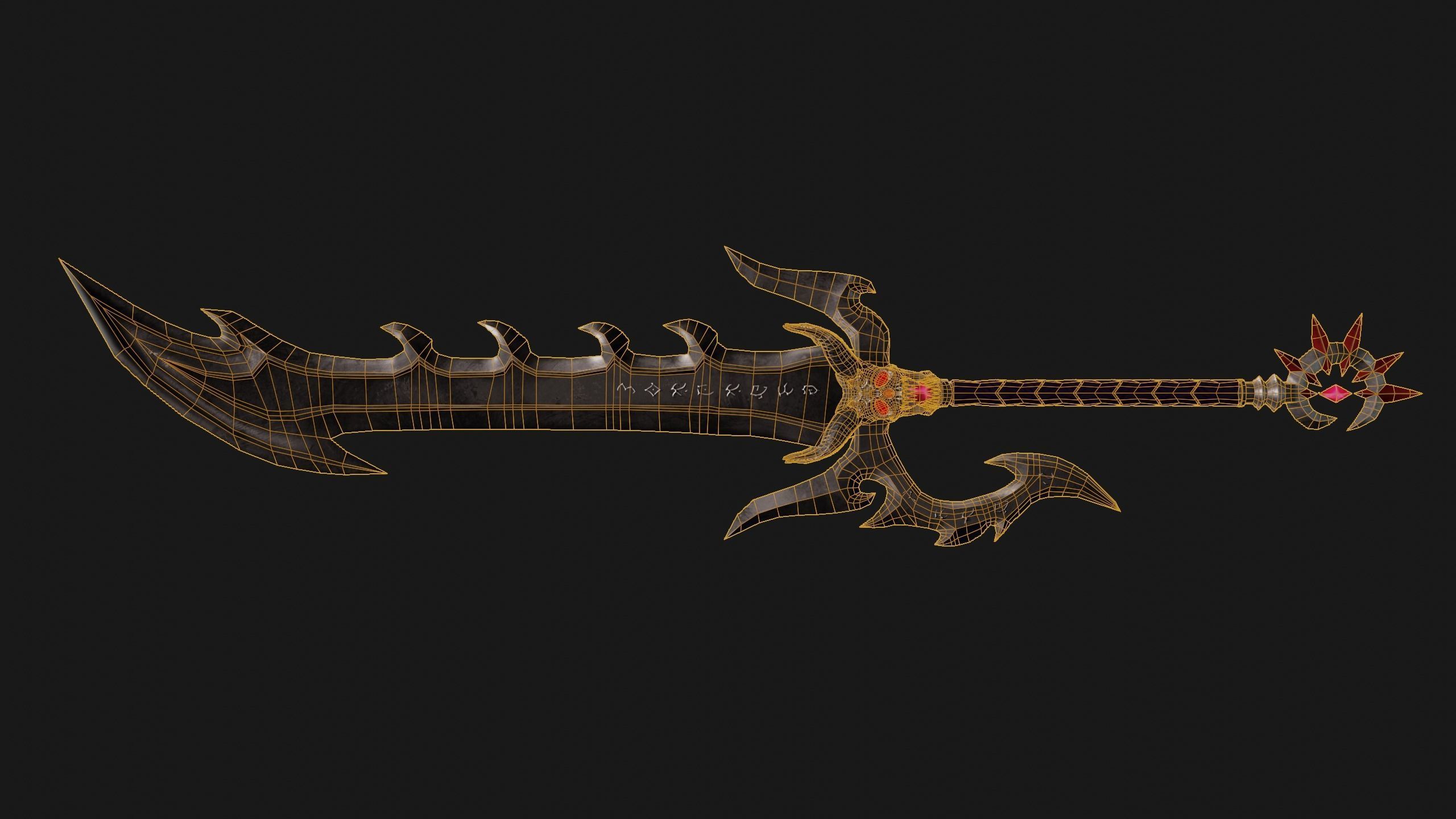 Fantasy sword PBR Low-poly 3D model_11