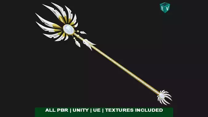  Fantasy Trident08 All PBR Unity UE Textures Included