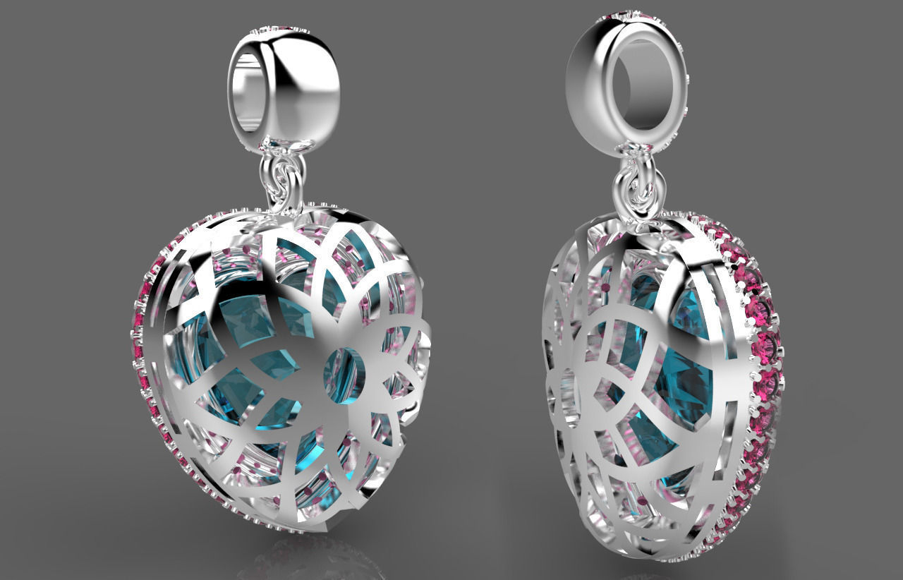 R 021 heart shaped earrings with topaz and sapphires 3D print model_4