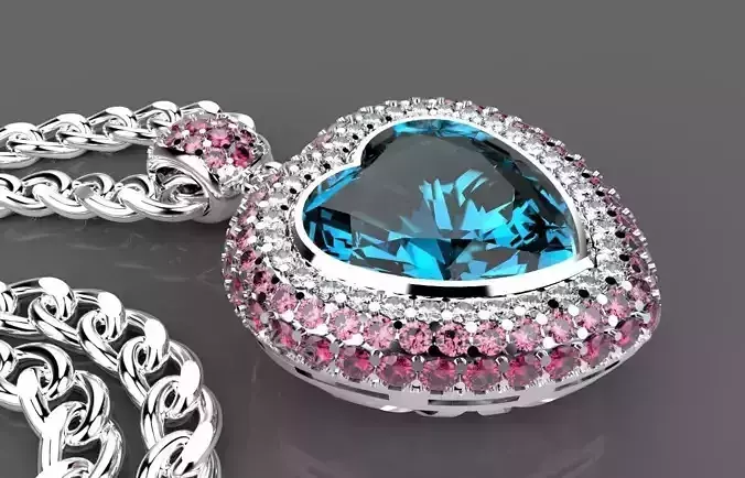 R 021 heart shaped earrings with topaz and sapphires