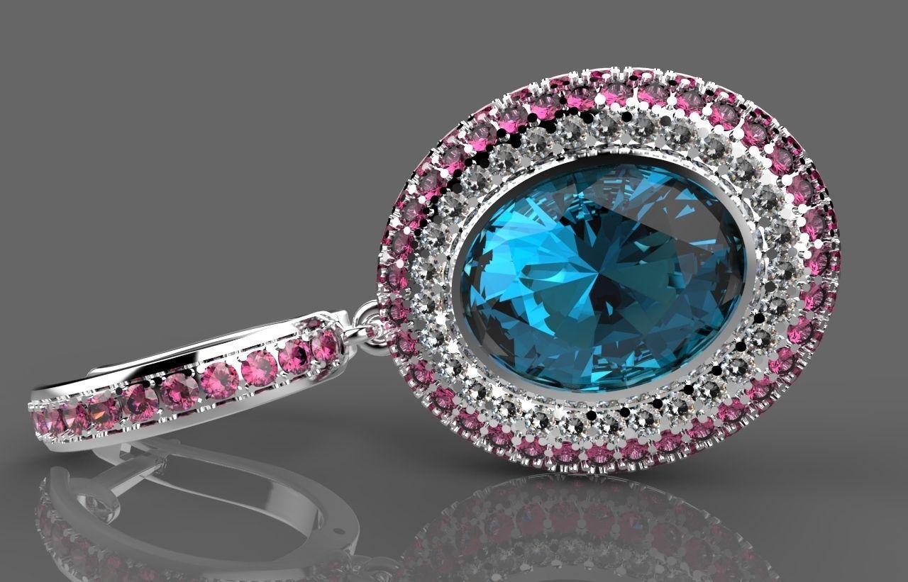 R 021 s topaz and sapphire earrings 3D print model_2