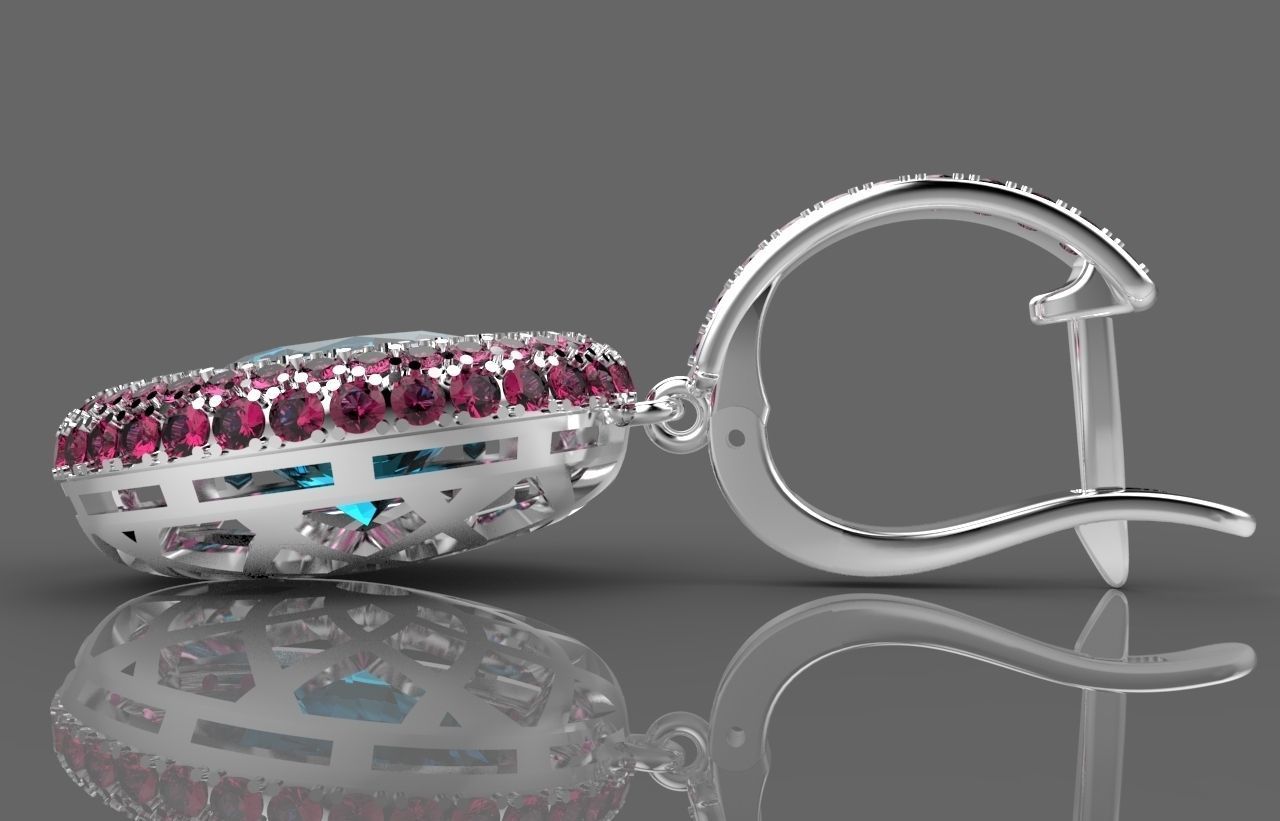 R 021 s topaz and sapphire earrings 3D print model_1