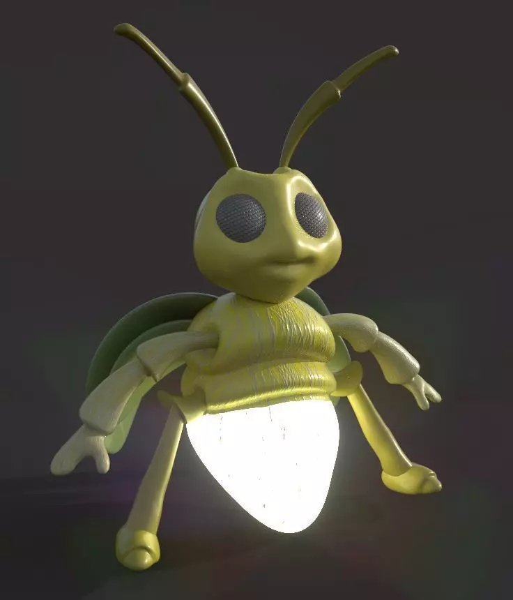 Firefly beetle with light Free 3D model