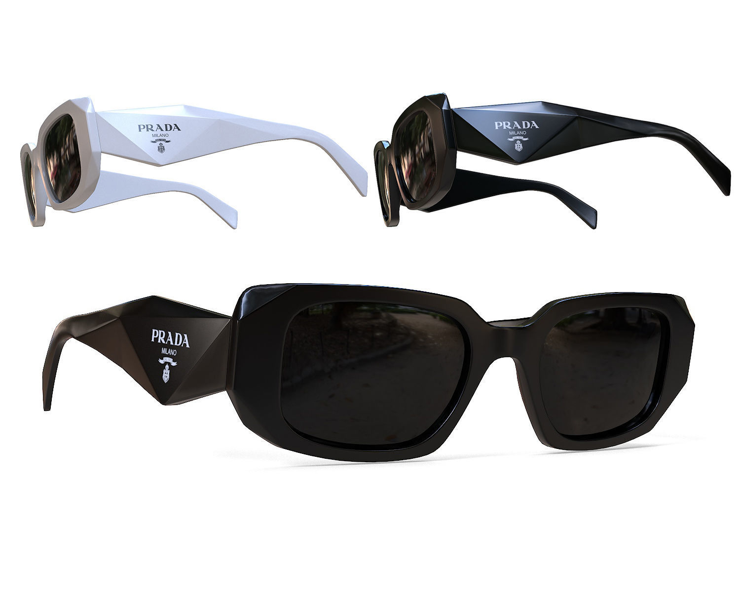Prada Symbole Sunglasses PR 17WS 1AB5S0 Low-poly 3D model_0