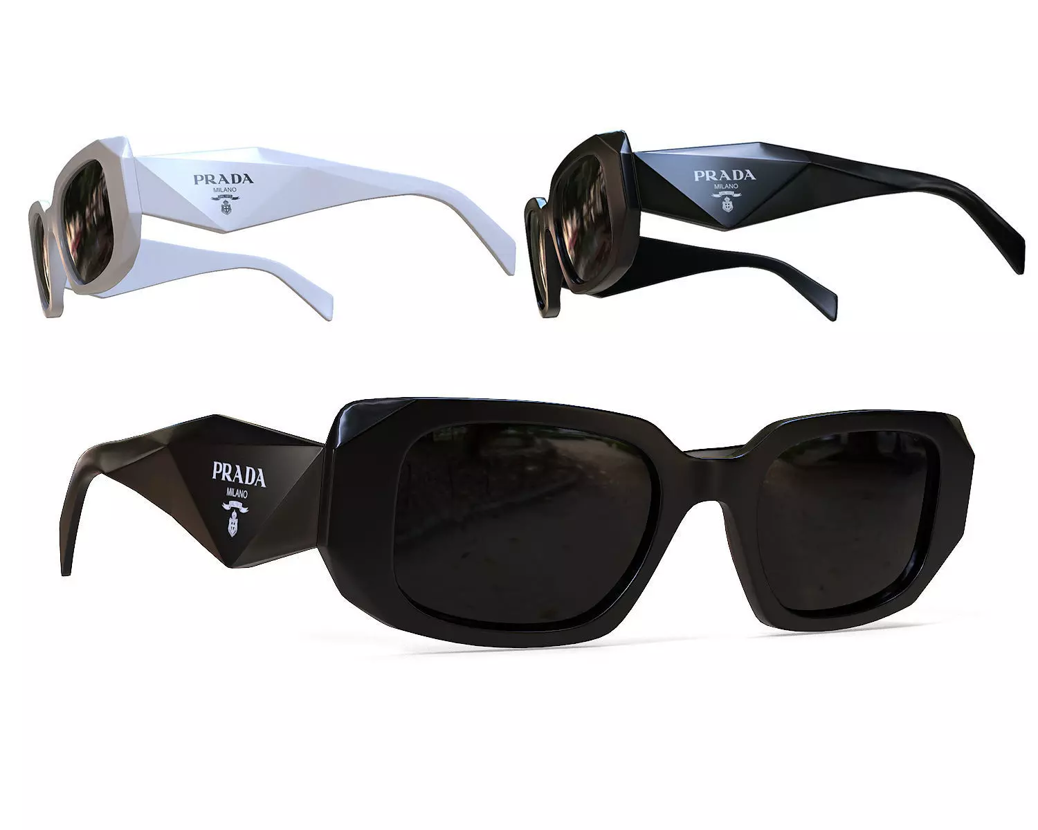 Prada Symbole Sunglasses PR 17WS 1AB5S0 Low-poly 3D model_0