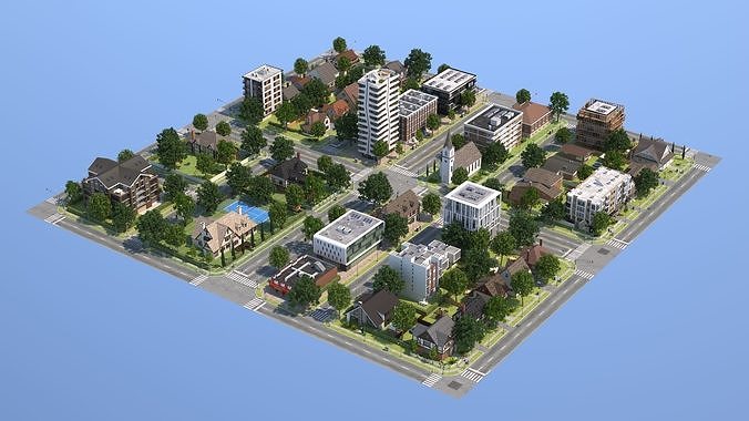 Suburb City 3D model 7