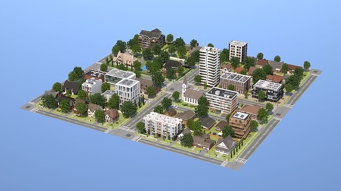 Suburb City 3D model 2