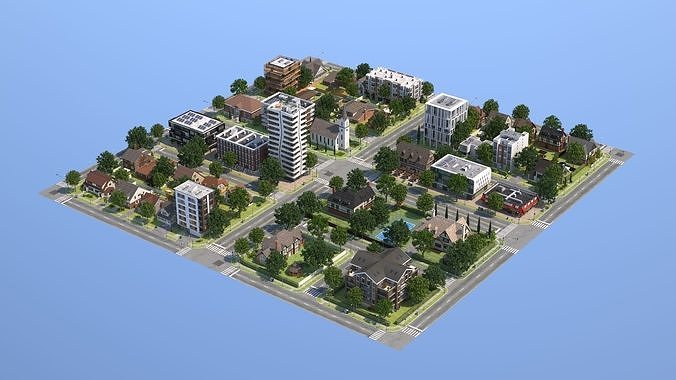 Suburb City 3D model 6