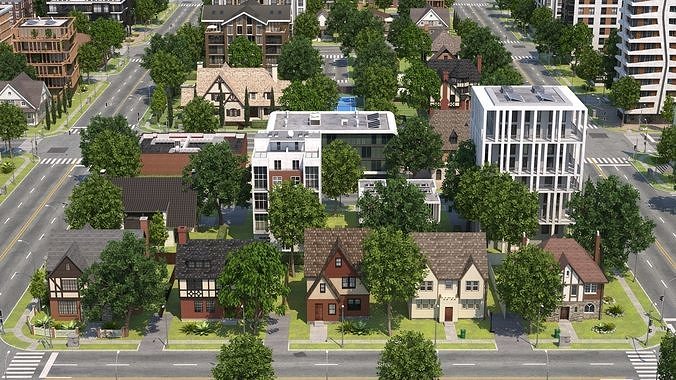 Suburb City 3D model 5