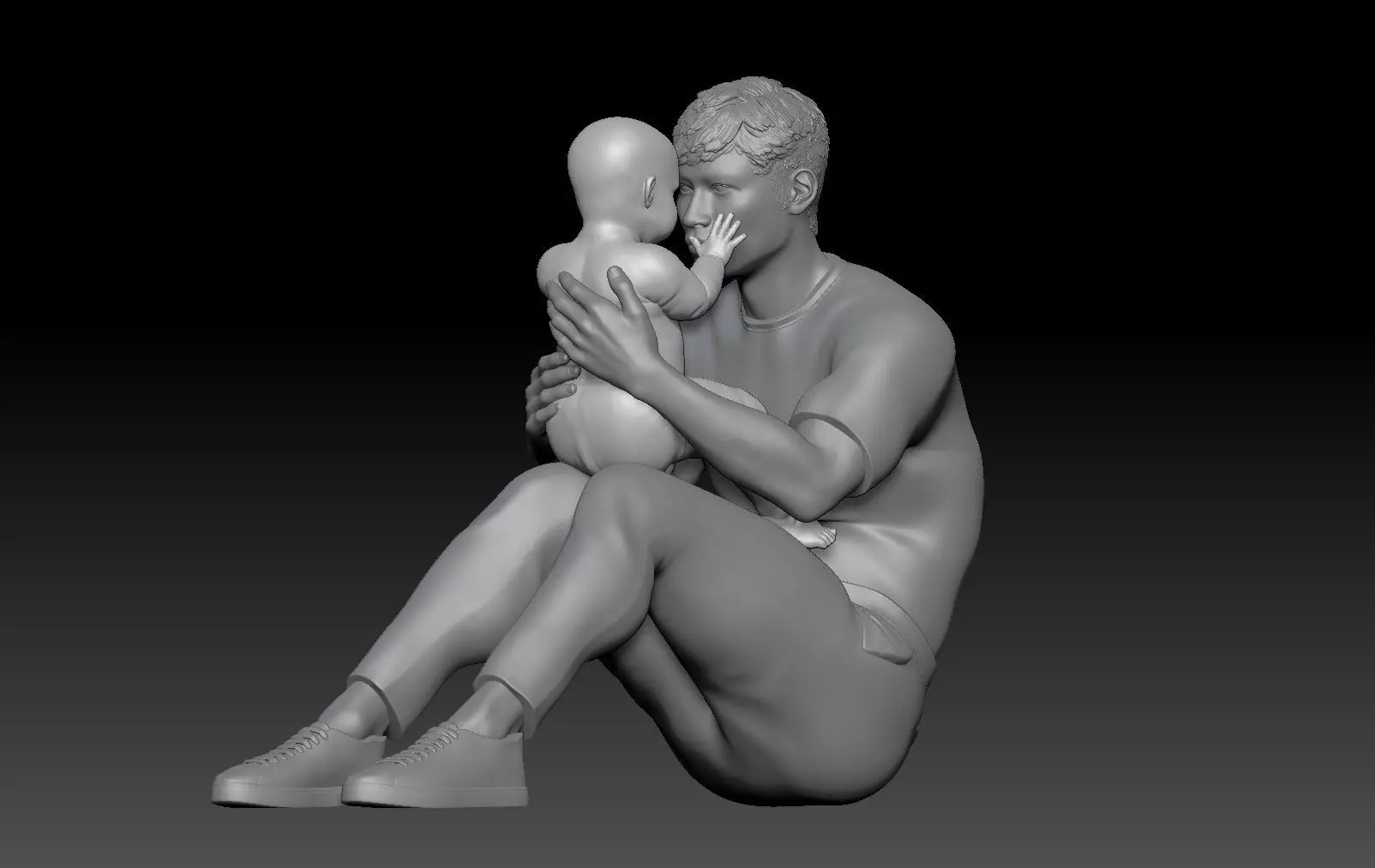 DAD WITH NEWBORN 4 3D print model_0