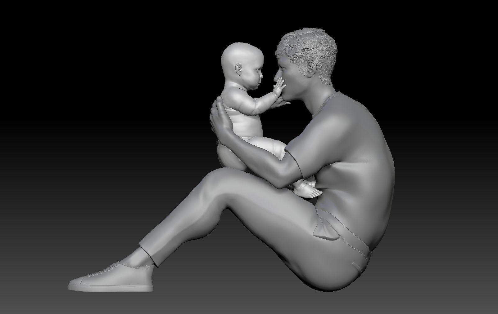 DAD WITH NEWBORN 4 3D print model_1