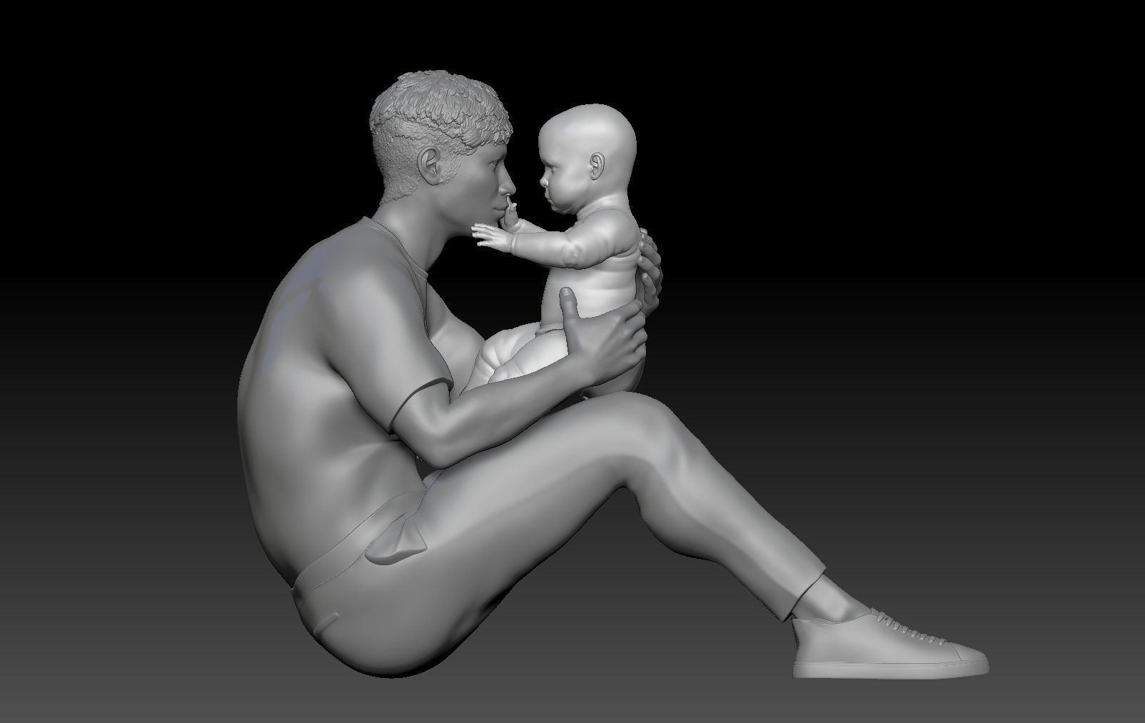 DAD WITH NEWBORN 4 3D print model_4