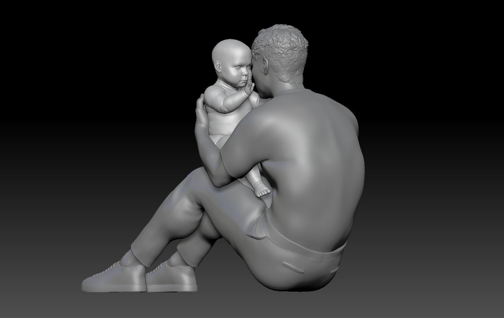 DAD WITH NEWBORN 4 3D print model_2