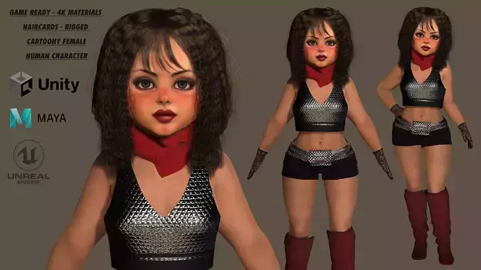 AAA 3D Cartoony Barbie Girl 03-Realistic Stylized Game Character