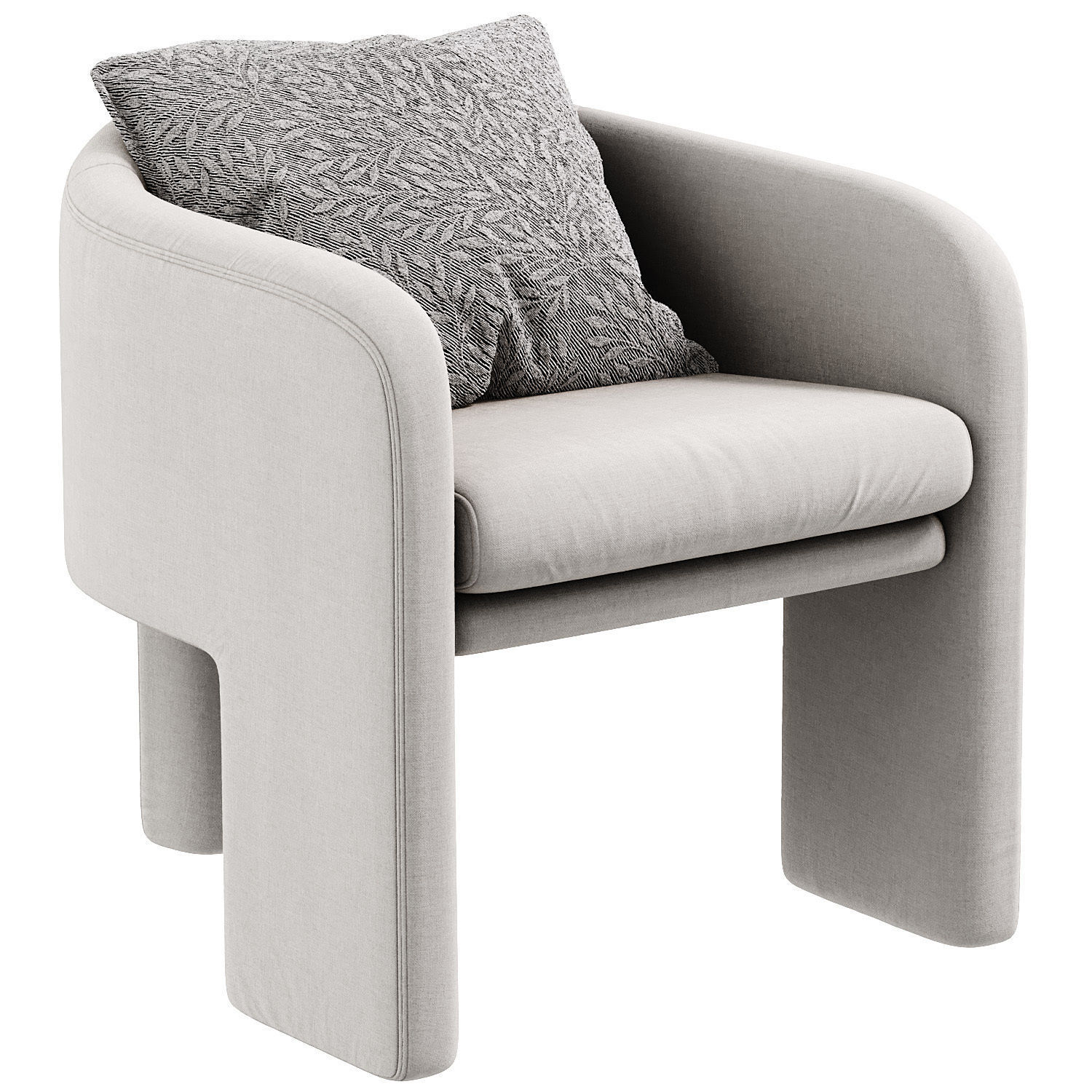 Milo baughman armchair 3D model_4