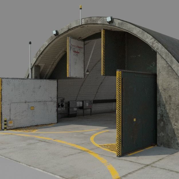 NATO AIRCRAFT SHELTER V2 Free low-poly 3D model_11