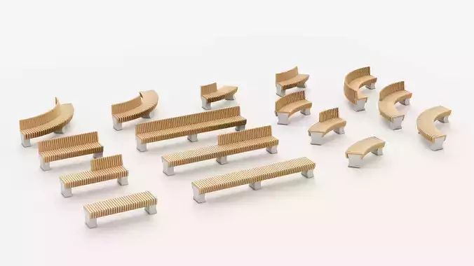Modular benches 01 3D model