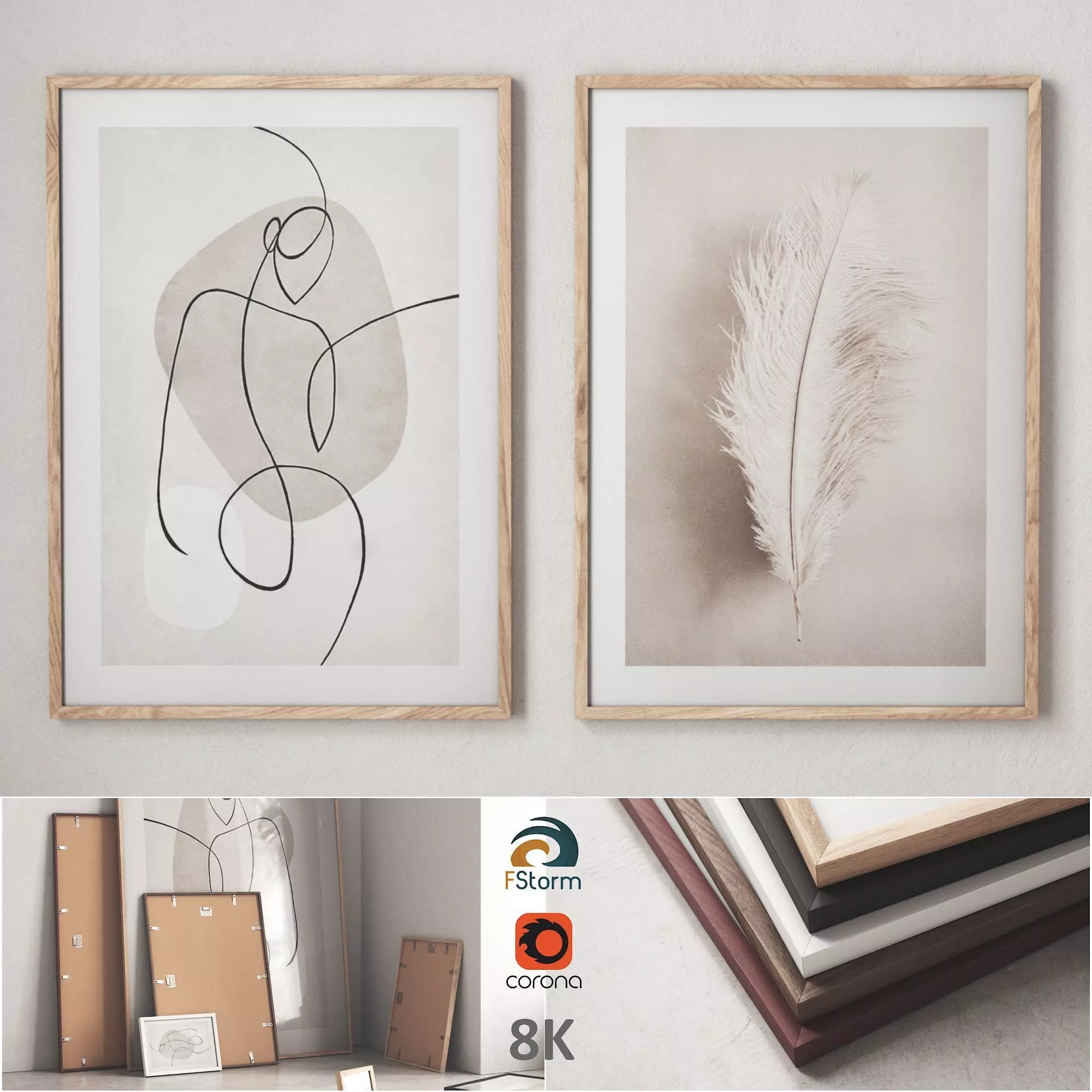 Posters - Lines and feather 3D model