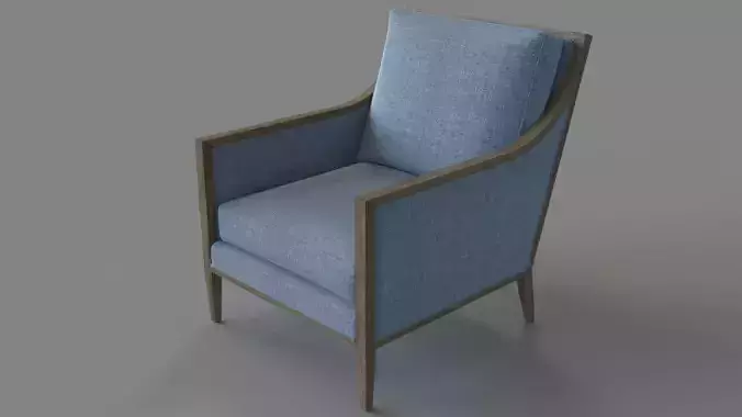 French Contemporary Slope Arm Low Back Chair Azure Blue