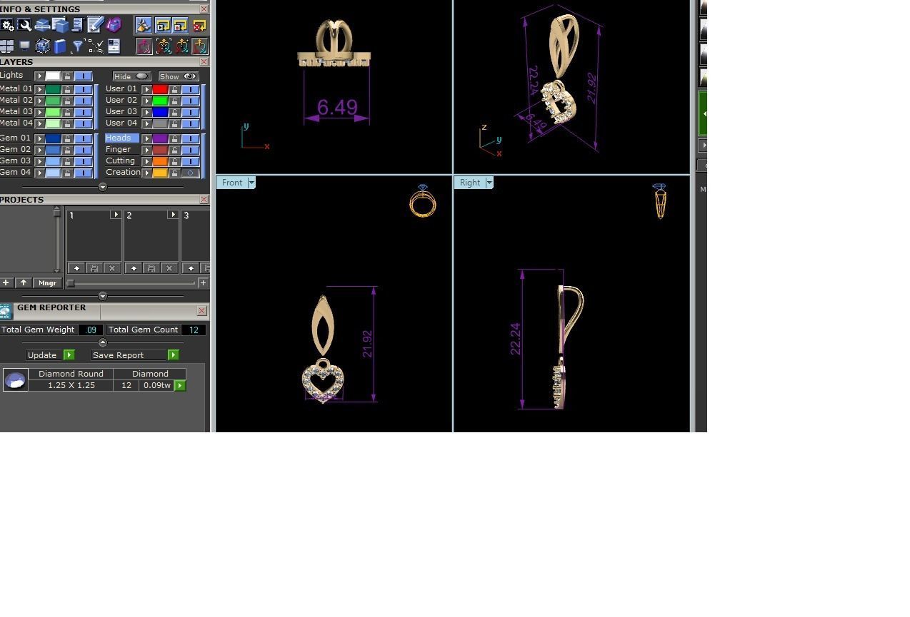 Heart Diamond Charms Pendant 3dm render Detail 3D print model_4