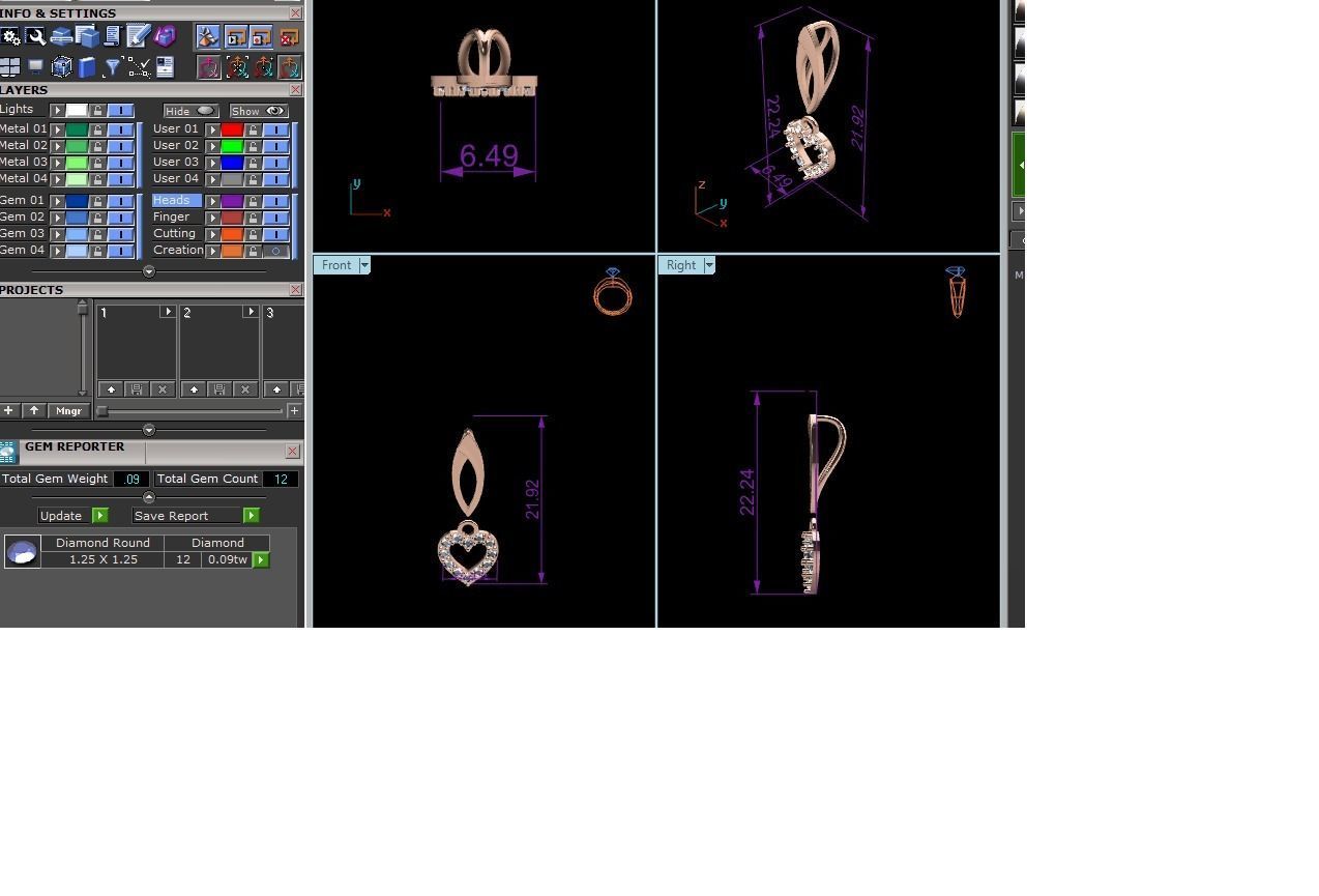 Heart Diamond Charms Pendant 3dm render Detail 3D print model_5