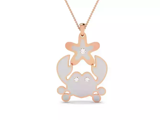 Crab Diamond Charms Pendant 3dm render Detail