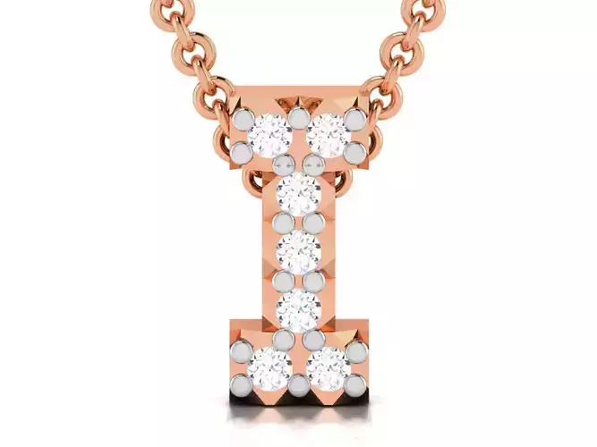 Alphabet - I Diamond Charms Pendant 3dm render Detail