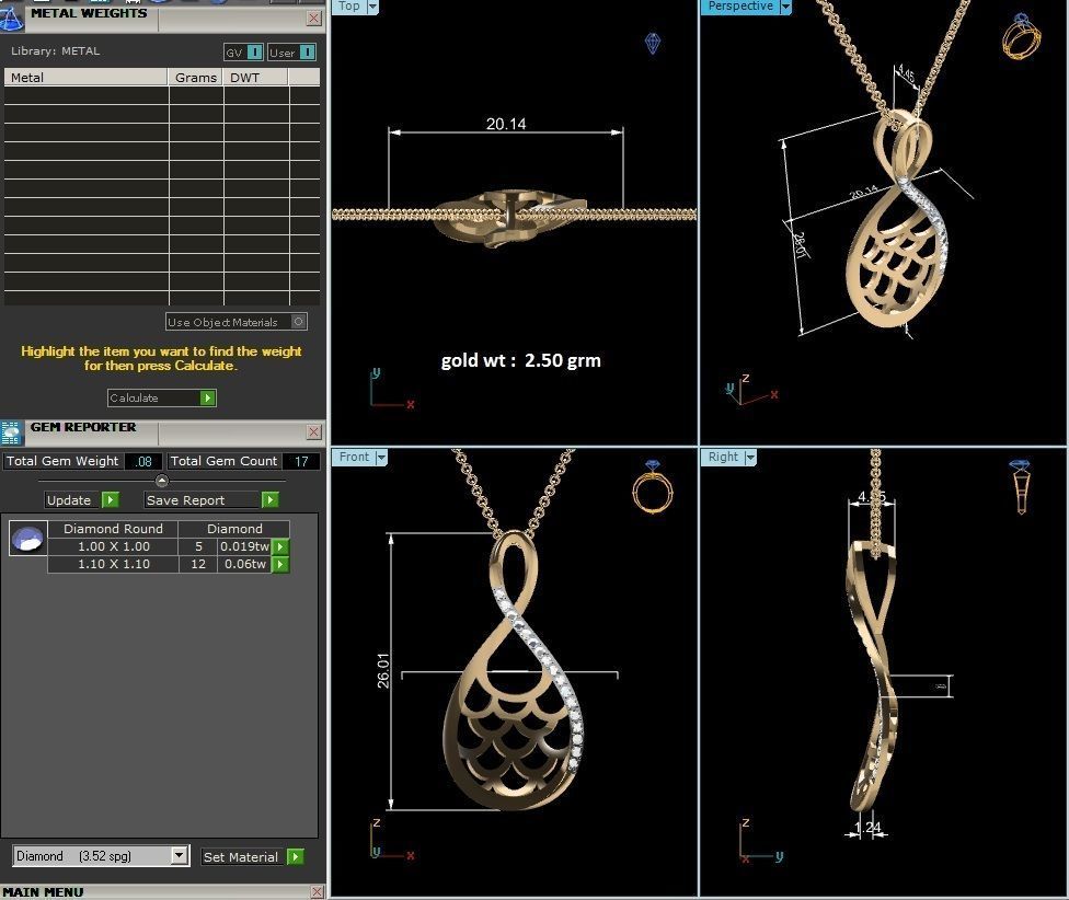 Diamond Charms Pendant 3dm render Detail 3D print model_3