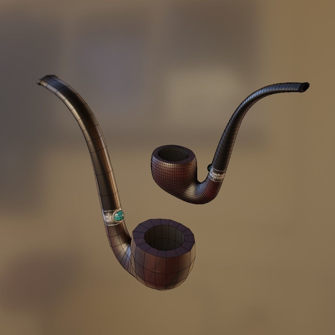 Old tobacco pipe Free 3D model_4