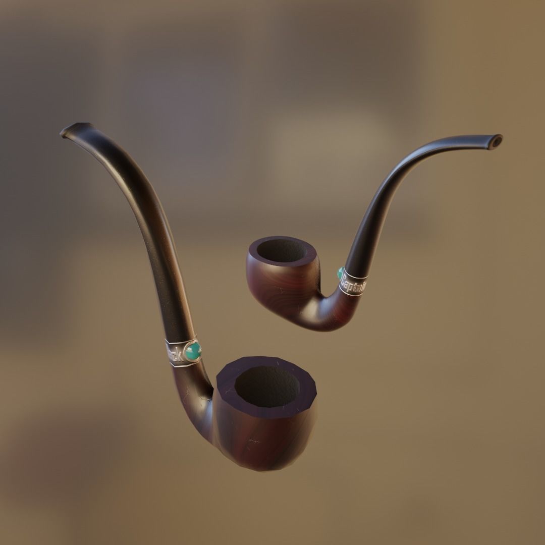 Old tobacco pipe Free 3D model_3