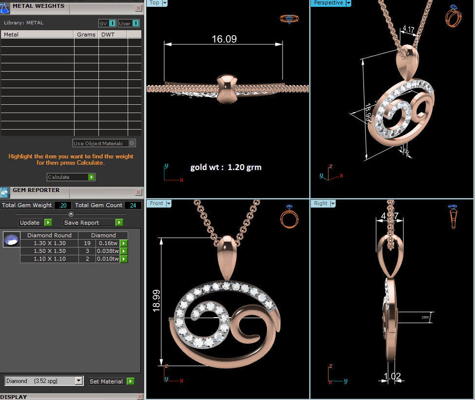 Diamond Charms Pendant 3dm render Detail 3D print model_4