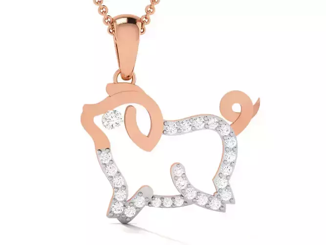 Puppy Diamond Charms Pendant 3dm render Detail 3D print model